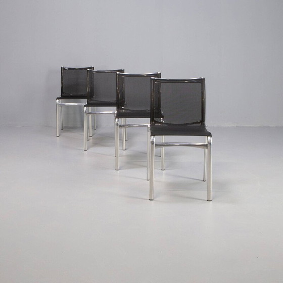 Image 1 of Ensemble de 4 chaises vintage en aluminium et Netwave par Alberto Meda, Italie 1991