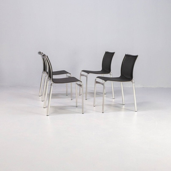 Image 1 of Ensemble de 4 chaises vintage en aluminium et Netwave par Alberto Meda, Italie 1991
