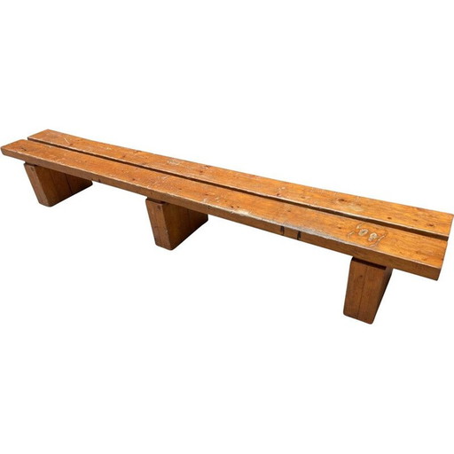 Banc vintage en pin massif, sélectionné par Charlotte Perriand, 1947