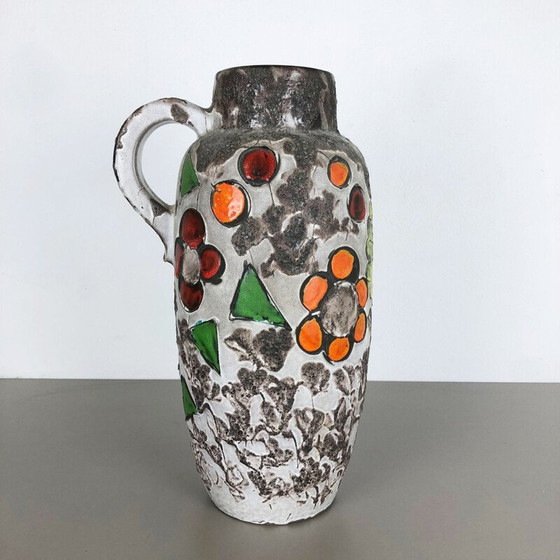 Image 1 of Grand vase vintage en poterie Fat Lava multicolore 420-54 de Scheurich