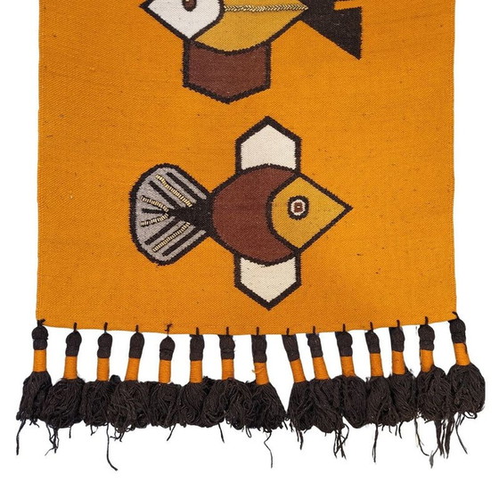 Image 1 of Tapis vintage en laine de mouton brodé à la main par Olga Fisch, 1980