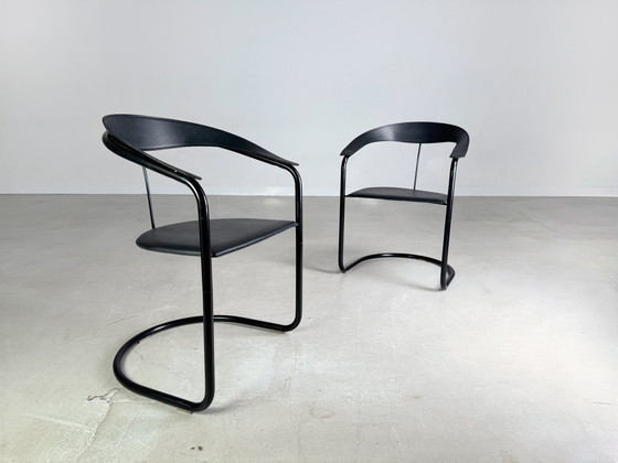 Image 1 of Lot de 2 chaises Canasta Arrben Italy Design Vintage Piétement luge