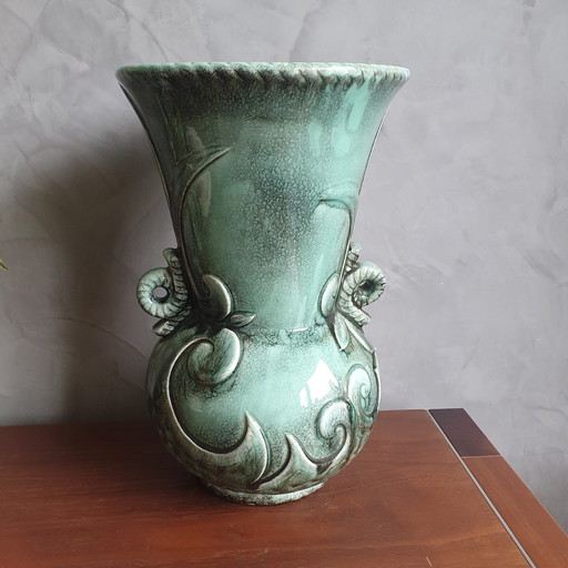 Vase vintage vert menthe de Jasba Germany des années 1960