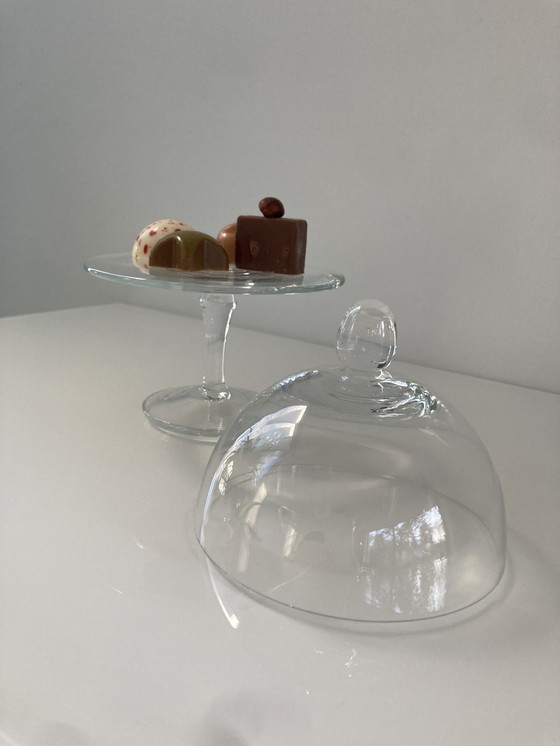 Image 1 of Plateau de service en verre avec bocal