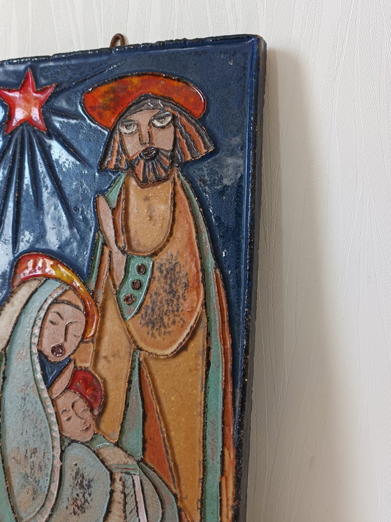 Image 1 of Plaque Religieuse en Terre Cuite Vallauris Vintage