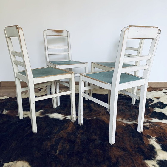 Image 1 of Ensemble de 4 chaises en bois vintage, 1950-1960