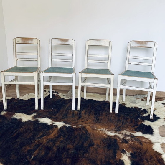 Image 1 of Ensemble de 4 chaises en bois vintage, 1950-1960