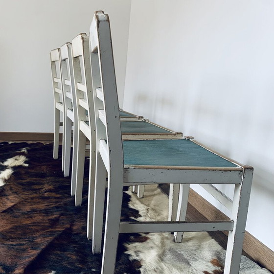 Image 1 of Ensemble de 4 chaises en bois vintage, 1950-1960