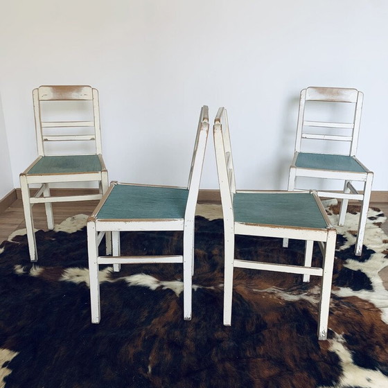 Image 1 of Ensemble de 4 chaises en bois vintage, 1950-1960