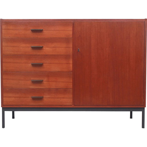Buffet vintage en teck et métal, 1960