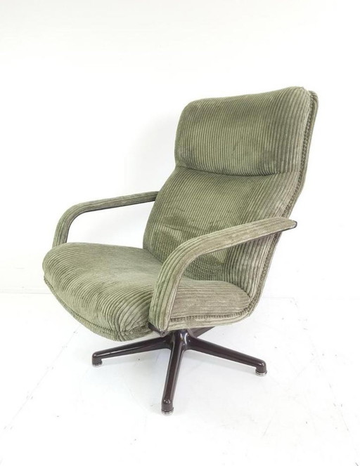 Fauteuil pivotant Artifort Rib vert F171 Geoffrey Harcourt