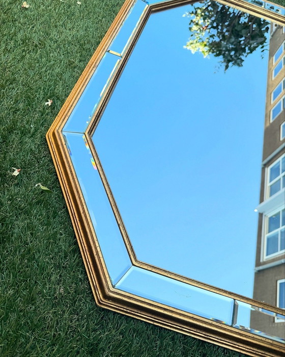 Image 1 of Deknudt - Miroir octogonal vintage doré