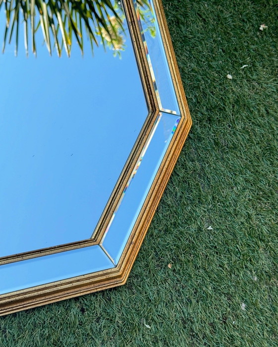 Image 1 of Deknudt - Miroir octogonal vintage doré