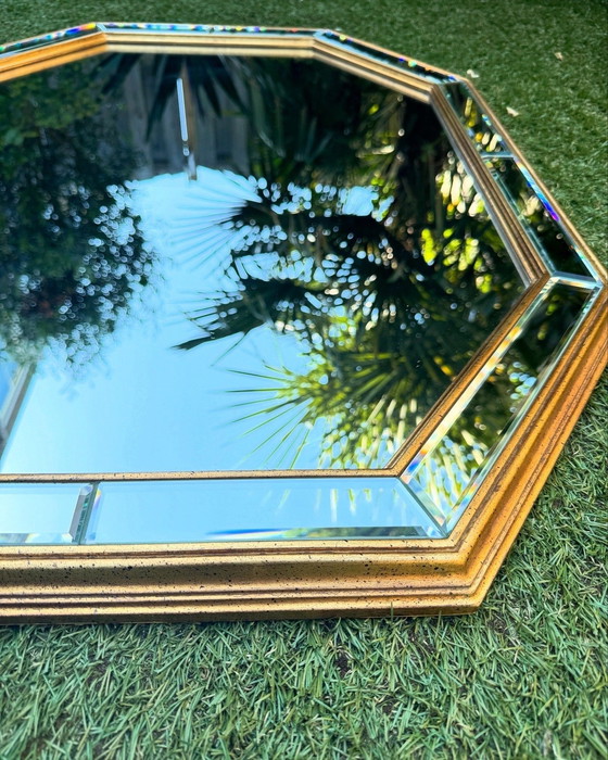 Image 1 of Deknudt - Miroir octogonal vintage doré