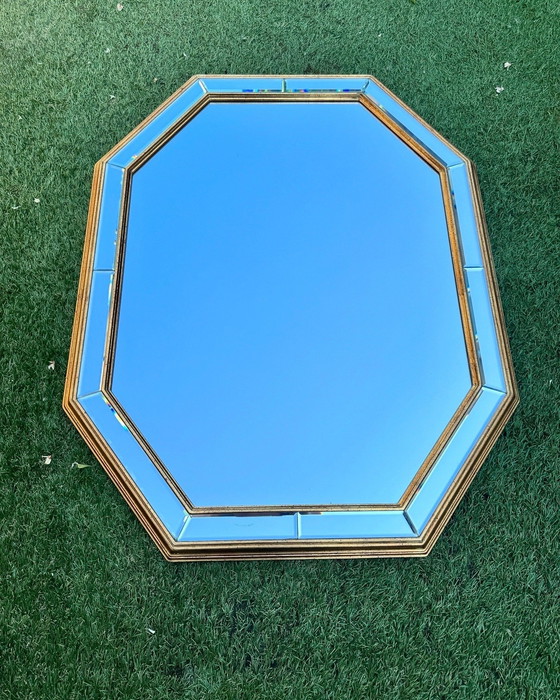 Image 1 of Deknudt - Miroir octogonal vintage doré