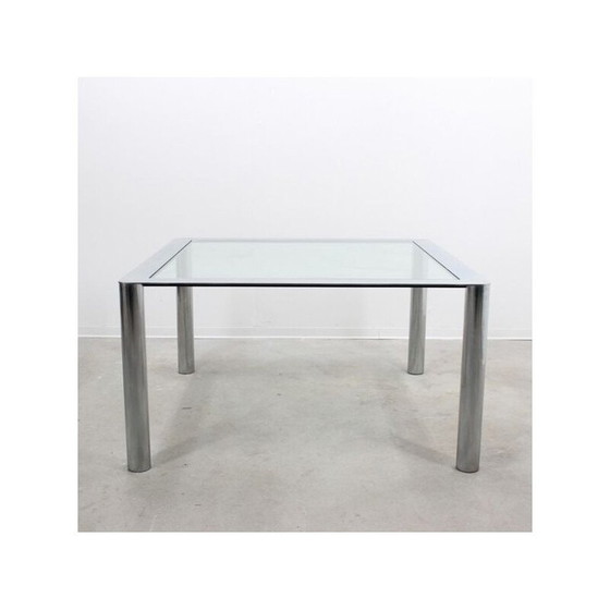 Image 1 of Table de salle à manger Cinova vintage en métal chromé et verre par Sergio Mazza & Giuliana Gramigna, 1970