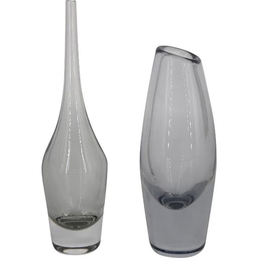 Vase scandinave en verre vintage à col étroit, Suède 1960