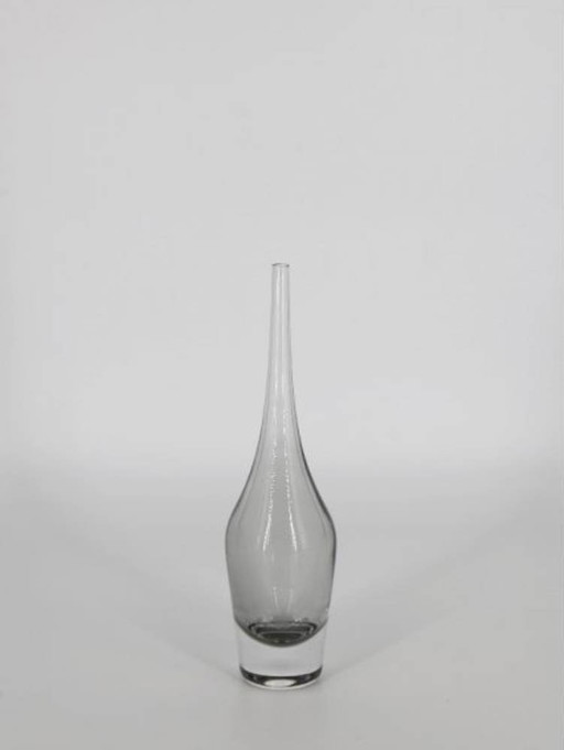 Vase scandinave en verre vintage à col étroit, Suède 1960