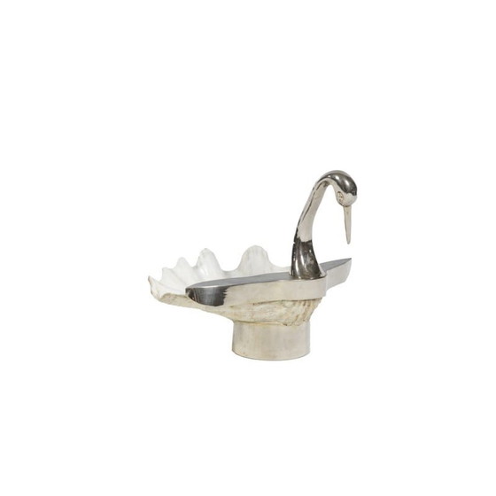 Image 1 of Cygne vintage en coquillage et bronze argenté, 1970