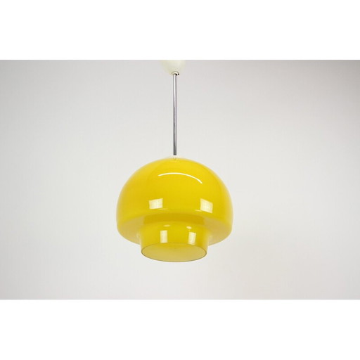 Lampe suspendue vintage en verre et chrome, Tchécoslovaquie, années 1960