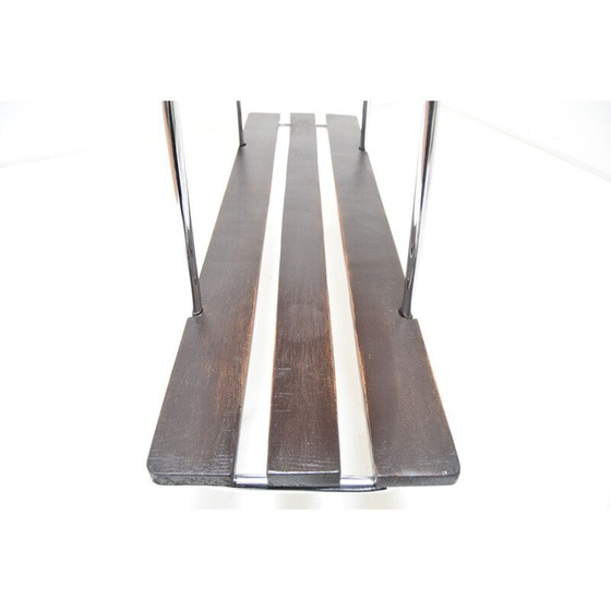 Image 1 of Table d'appoint vintage en bois et chrome Tchécoslovaquie 1970