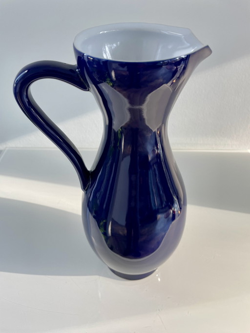 Verseur / pichet bleu cobalt avec poignée 32 cm de haut