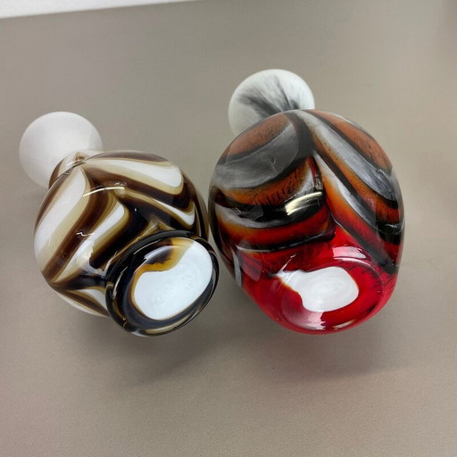 Lot de 4 vases Pop Art multicolores vintage par Carlo Moretti pour Opaline Florence, Italie 1970