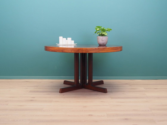 Image 1 of Table ronde en bois de rose, Design danois, 1970S, Designer : Johannes Andersen, Production : Hans Bech