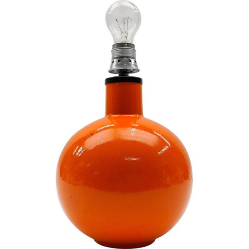 Lampe de table vintage en céramique orange, Italie 1960