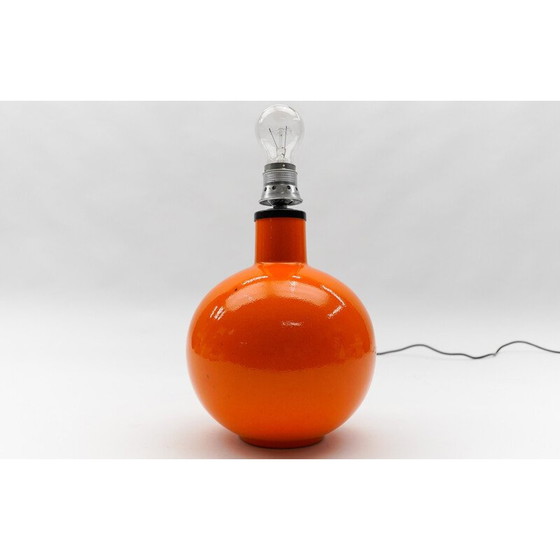 Image 1 of Lampe de table vintage en céramique orange, Italie 1960