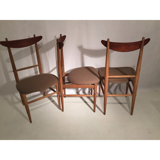 Image 1 of Ensemble de 6 chaises brunes - années 1950
