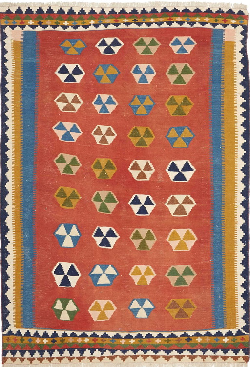 Kilim Fars Kashgaï -Tissé à la main-Utilisé 178 X 127 cm No. 448859