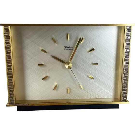 Image 1 of Horloge de table vintage en métal et laiton par Diehl Dilectron, Allemagne 1960s