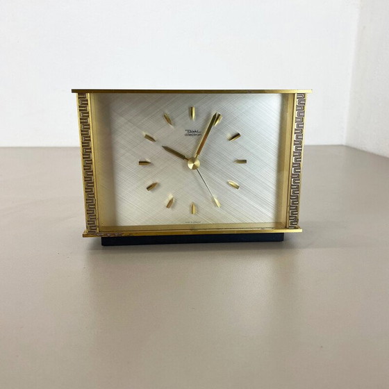 Image 1 of Horloge de table vintage en métal et laiton par Diehl Dilectron, Allemagne 1960s