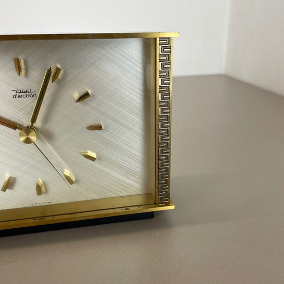 Image 1 of Horloge de table vintage en métal et laiton par Diehl Dilectron, Allemagne 1960s
