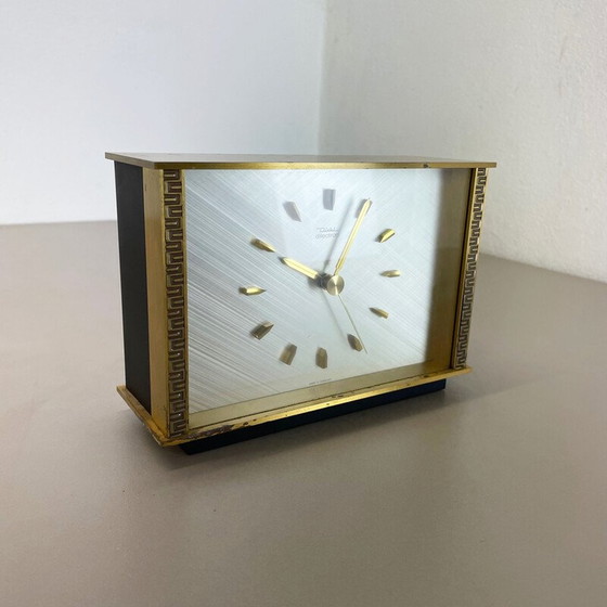 Image 1 of Horloge de table vintage en métal et laiton par Diehl Dilectron, Allemagne 1960s
