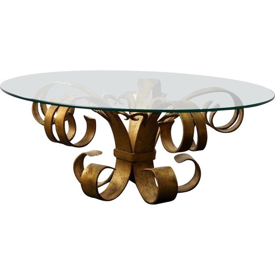 Image 1 of Table d'appoint vintage en métal doré, Allemagne 1970