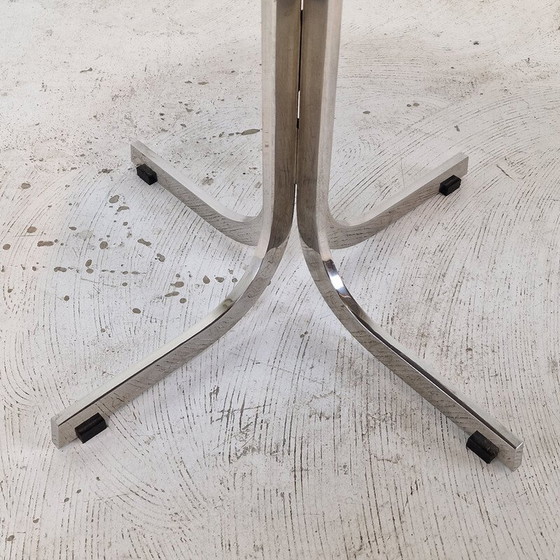 Image 1 of Table basse vintage "Circle" en bois plaqué blanc et acier chromé par Pierre Paulin pour Artifort, 2010