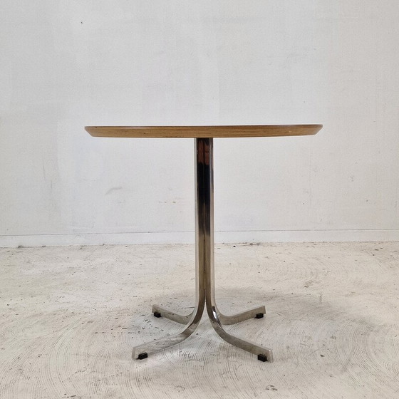 Image 1 of Table basse vintage "Circle" en bois plaqué blanc et acier chromé par Pierre Paulin pour Artifort, 2010