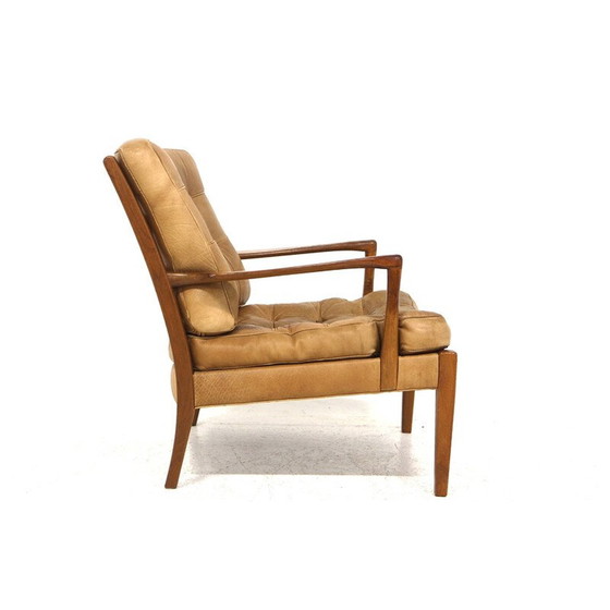 Image 1 of Fauteuil vintage "Löven" en teck et cuir par Arne Norell, Suède 1960s