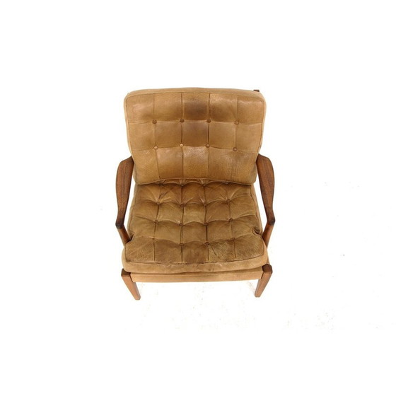 Image 1 of Fauteuil vintage "Löven" en teck et cuir par Arne Norell, Suède 1960s