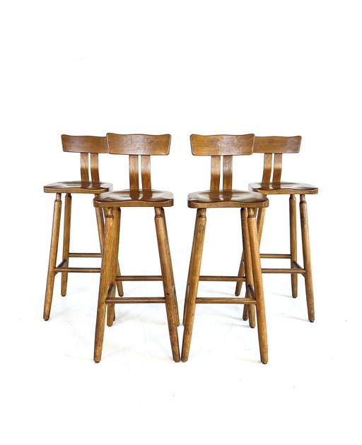 4X Tabouret de bar brutaliste années 60
