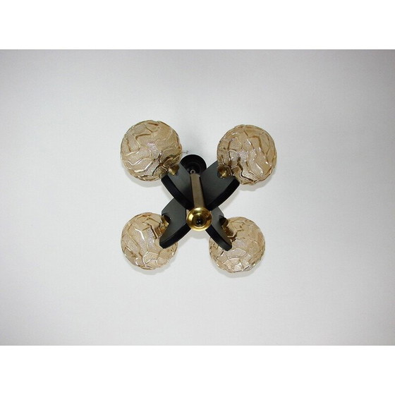 Image 1 of Suspension vintage en bois et laiton moulé par Wortmann et Fliz, Allemagne 1970