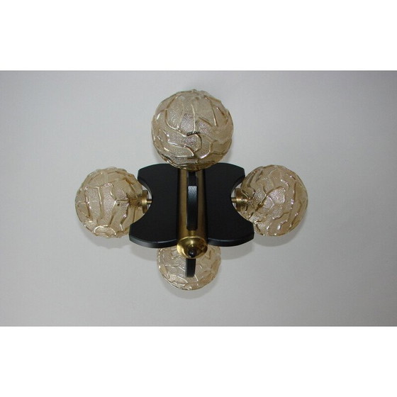 Image 1 of Suspension vintage en bois et laiton moulé par Wortmann et Fliz, Allemagne 1970