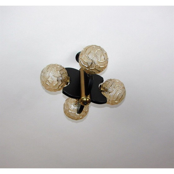 Image 1 of Suspension vintage en bois et laiton moulé par Wortmann et Fliz, Allemagne 1970