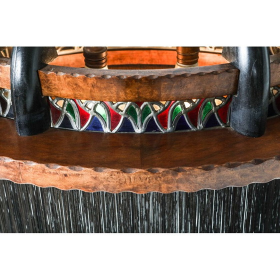 Image 1 of Lustre vintage art déco en bois et plomb, Pays-Bas 1920