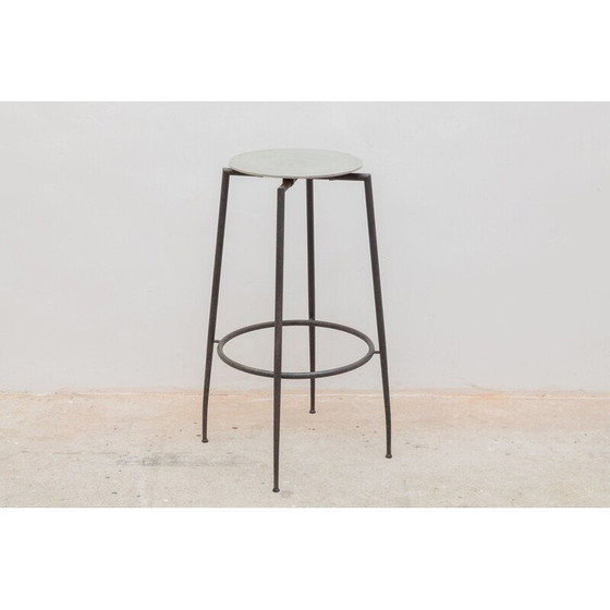 Image 1 of Ensemble de 4 tabourets de pied industriels en fer forgé vintage par Foraform, Norvège années 1980