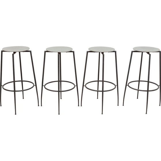 Image 1 of Ensemble de 4 tabourets de pied industriels en fer forgé vintage par Foraform, Norvège années 1980
