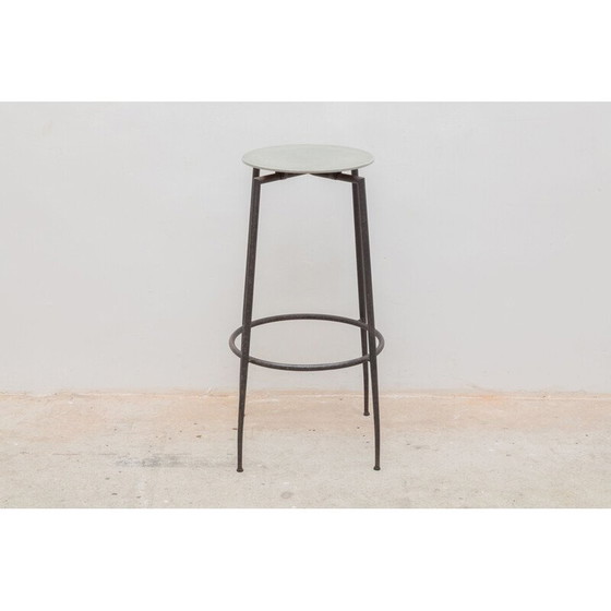 Image 1 of Ensemble de 4 tabourets de pied industriels en fer forgé vintage par Foraform, Norvège années 1980