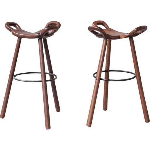 Tabourets de bar "Marbella" brutalistes du milieu du siècle dernier, Espagne, années 1970